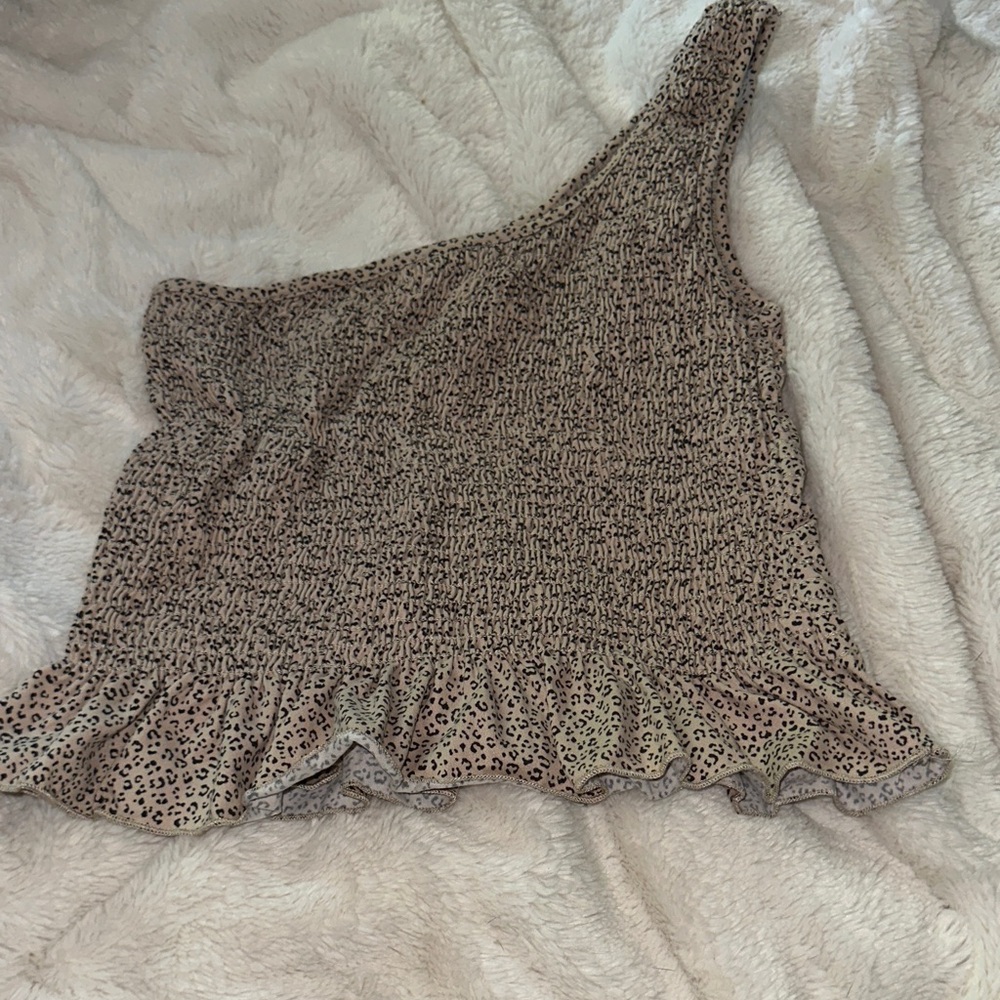 Gaze Leopard Print Top with Ruffle Detail